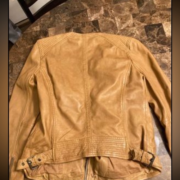 Lucky brand beige leather jacket - Picture 1 of 8